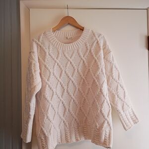 Indigo Soul Cream Cable Knit Chenille Sweater